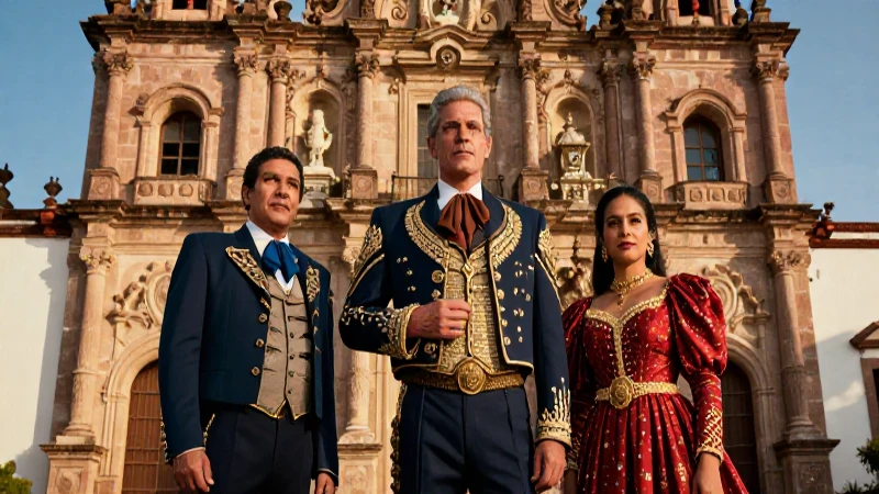 Retrato histórico de familia mexicana colonial