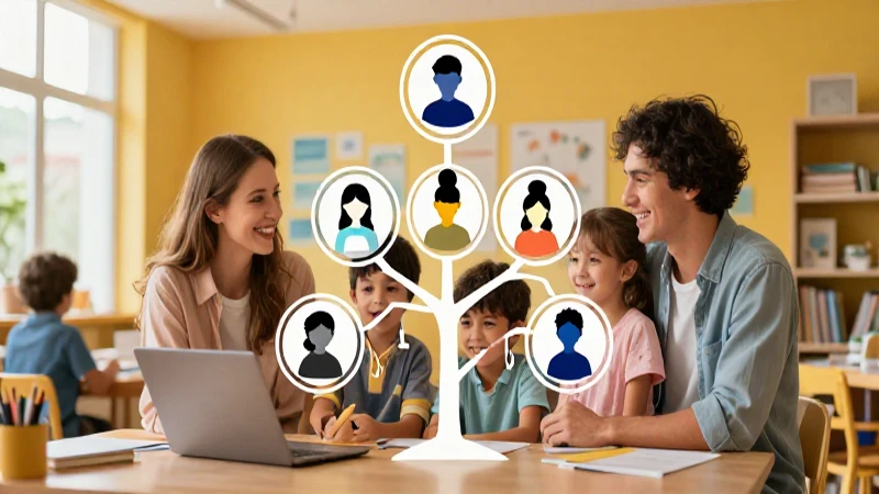 Ilustración digital educativa moderna sobre familia