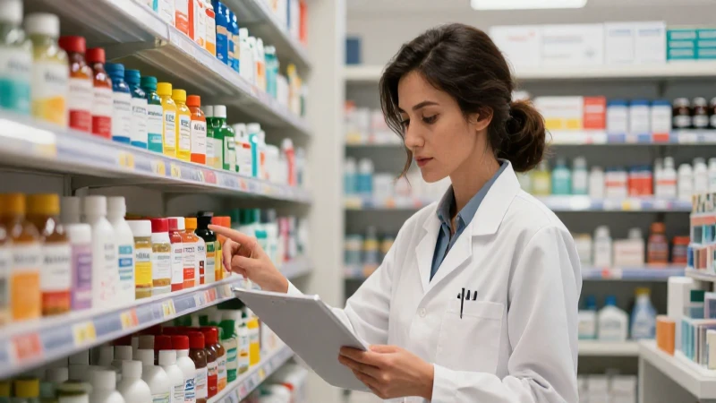 Farmacéutica profesional en farmacia moderna