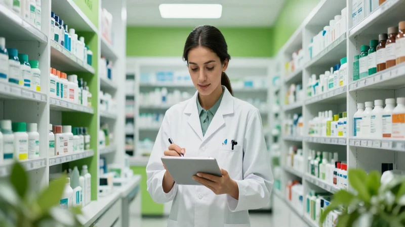 Farmacéutica profesional en farmacia moderna