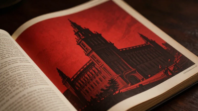Manuscrito histórico con sombras autoritarias dramáticas
