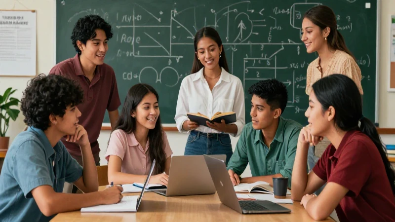 Estudiantes mexicanos aprendiendo en un entorno vibrante