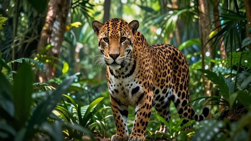 Jaguar majestuoso en exuberante selva tropical