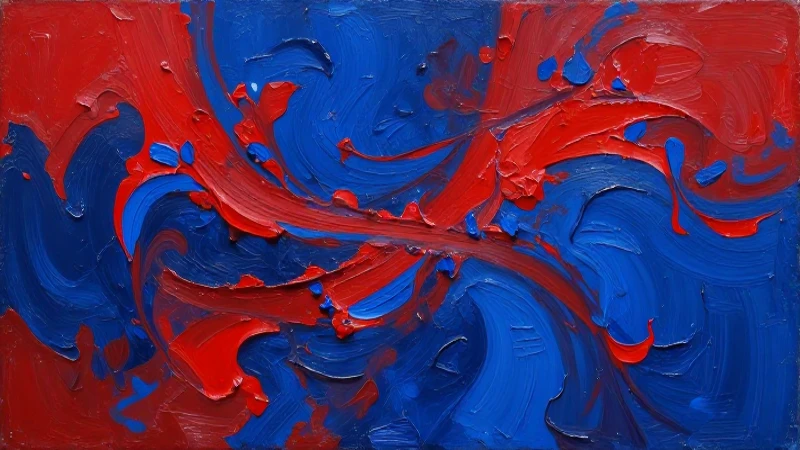 Abstracto vibrante, rojo y azul dramáticos