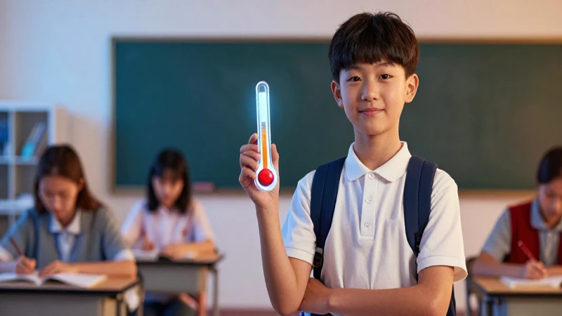 Qué es la febrícula y qué necesitas saber sobre ella 4 Estudiante moderno sostiene termómetro brillante en entorno educativo