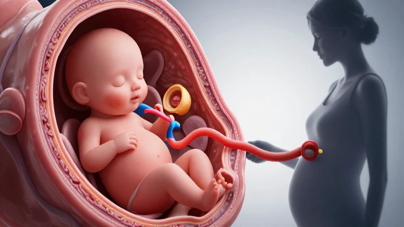 Ilustración detallada de placenta vibrante en mujer embarazada