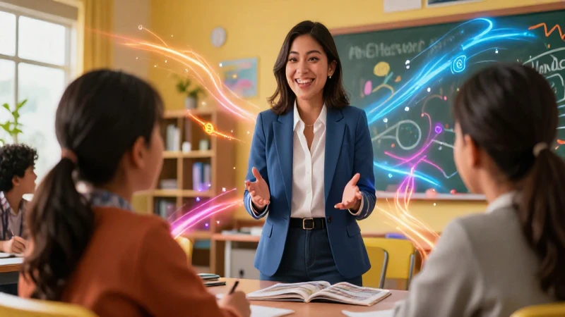 Profesor y estudiante con energía vibrante y positiva