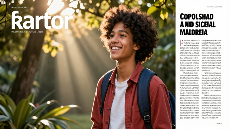 Joven feliz ilumina revista educativa moderna