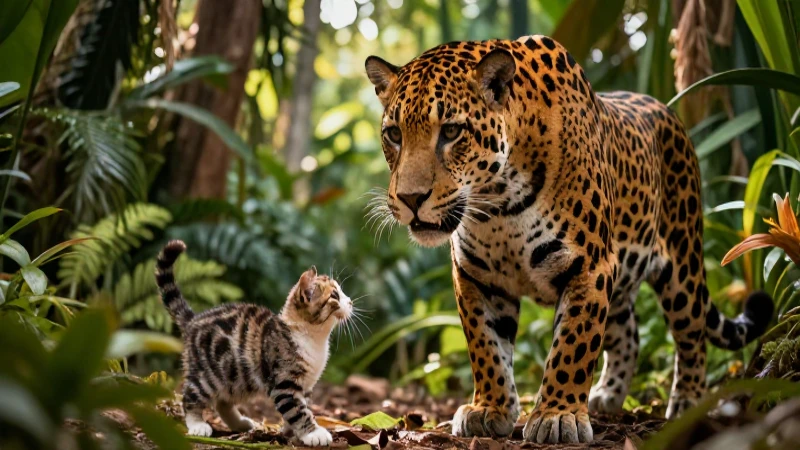 Felino: Definición y Concepto Esencial sobre Estos Animales 4 Jaguar regio mira gato en selva exuberante