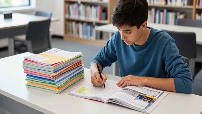 Estudiante motivado estudiando en entorno académico