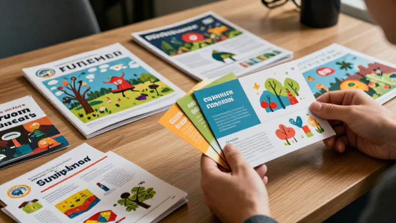 Manos presentan material educativo vibrante y profesional