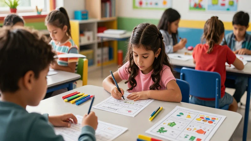 Niño estudiando en vibrante aula mexicana