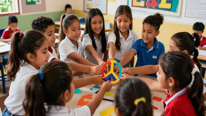 Niños mexicanos promoviendo la paz escolar