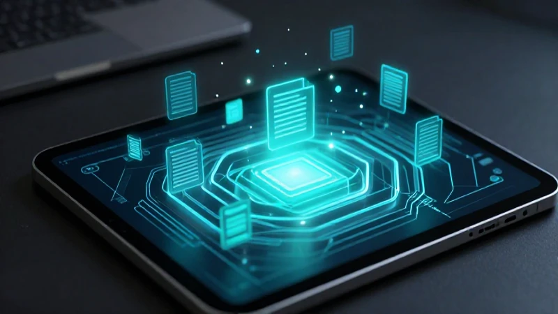 Ficheros: Qué es, definición y concepto esencial en TI 3 Tablet moderna con elementos holográficos dinámicos