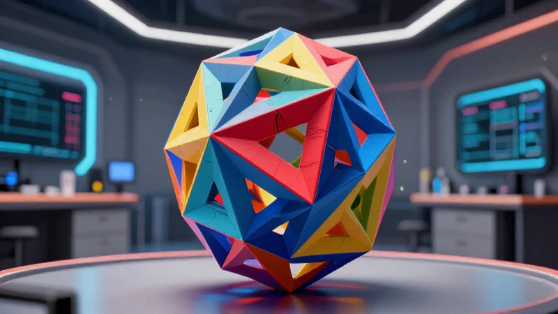 Poliedro geométrico vibrante y detallado en 3D