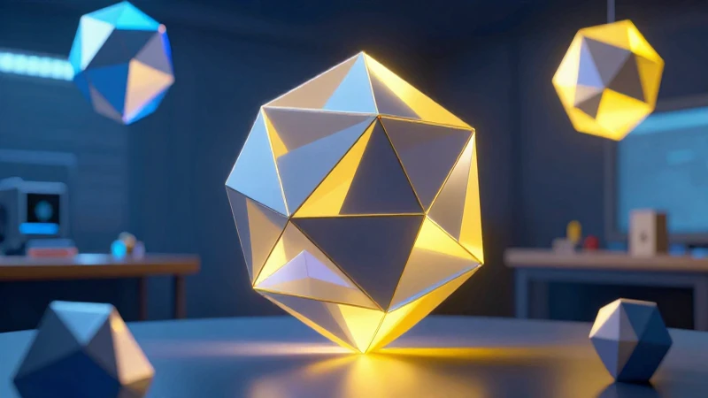 Poliedros geométricos brillantes en estudio moderno