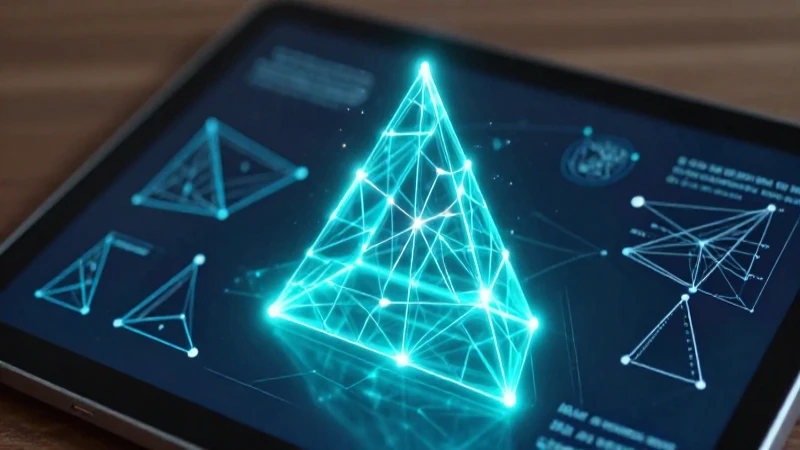 Figuras de Triángulos: Objetos y Propiedades Geométricas 4 Triángulos geométricos con luz cian y proyecciones holográficas