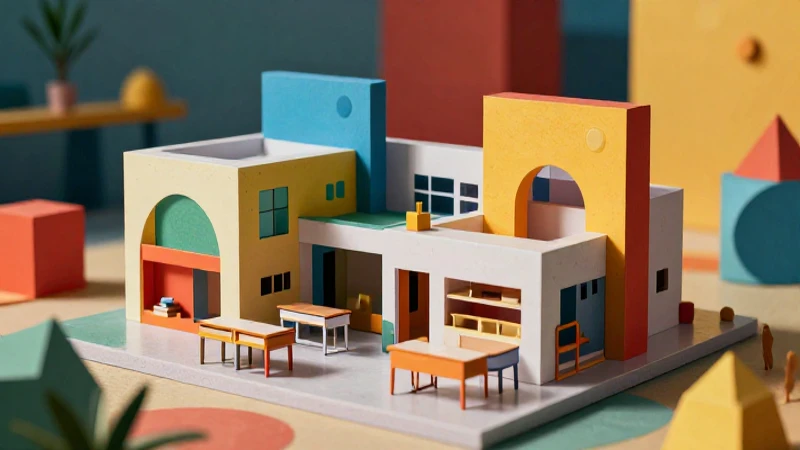 Diseño vibrante de aula mexicana moderna