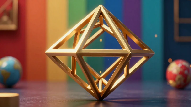 Diseño geométrico dorado, 3D y dinámico