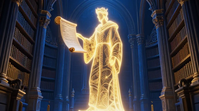 Filosofía medieval: historia, pensadores y su legado 3 Silueta medieval en biblioteca barroca iluminada