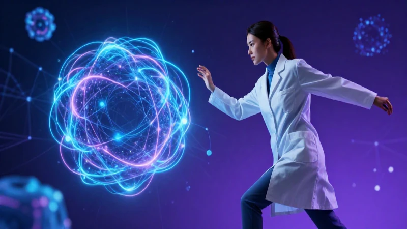 Investigadora estilizada en ciencia cuántica