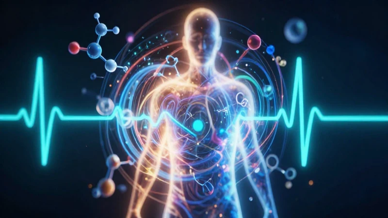 Silueta luminosa, energía científica y pulso vibrante