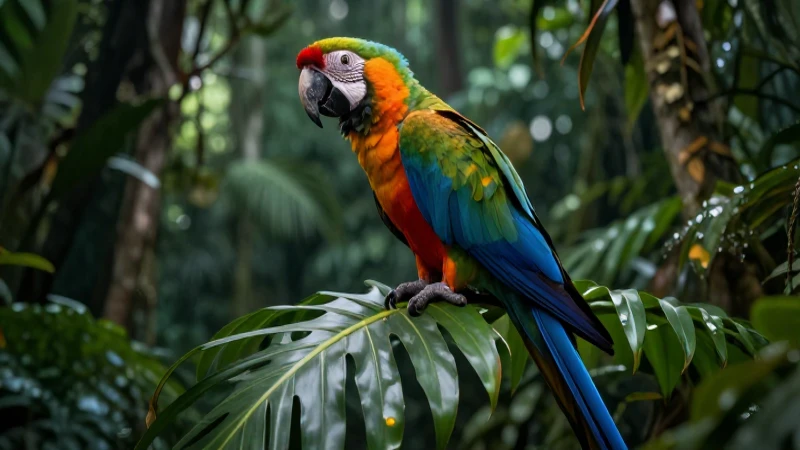 Flora y Fauna: Descubre La Molina con Abate Molina 9 Guacamaya vibrante en selva tropical detallada