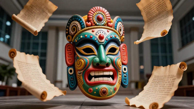 Folklore: Qué es, características y ejemplos destacados 3 Máscaras mexicanas y pergaminos en revista académica