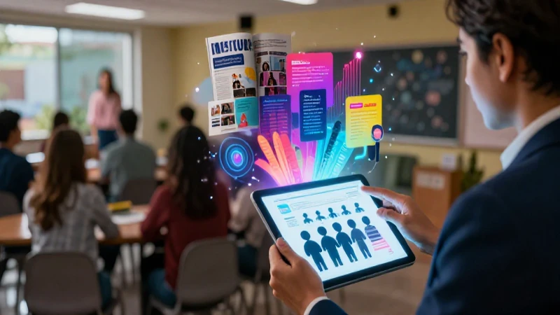Educador analizando datos demográficos en tableta