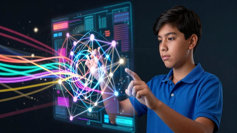 Fomentando la participación activa en línea: claves y tips 5 Estudiante mexicano en red holográfica con estilo cinematográfico