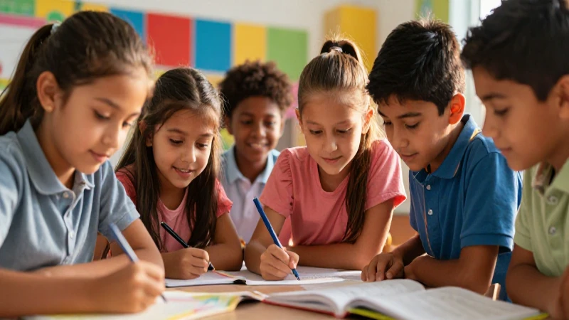 Domina lectura y escritura en la nueva escuela mexicana 3 Niños mexicanos alegres crean un vibrante entorno educativo