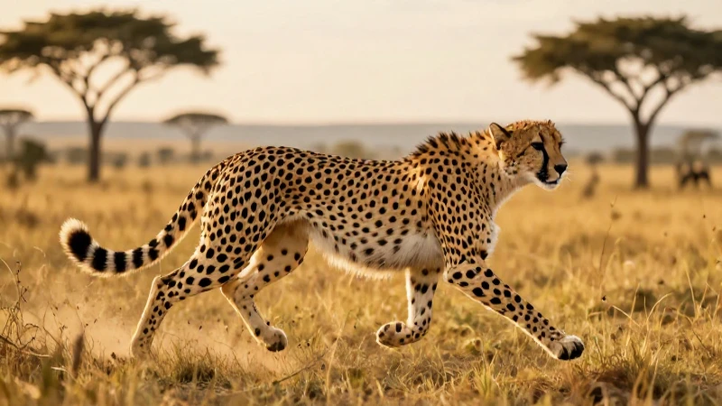 Cheetah africano veloz con iluminación cinematográfica