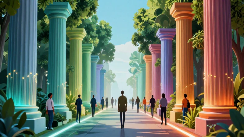 Ilustración dinámica de ciudad vibrante y moderna