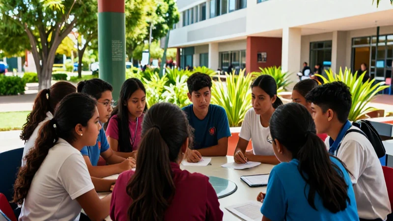 Formación Ciudadana: Clave para una Sociedad Responsable 3 Jóvenes mexicanos colaboran intensamente en un espacio soleado