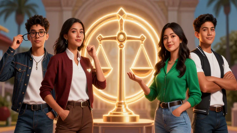 Adolescentes mexicanos con símbolo de justicia vibrante