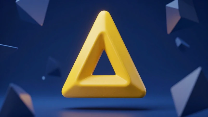 Triángulo 3D geométrico flotando en estética moderna