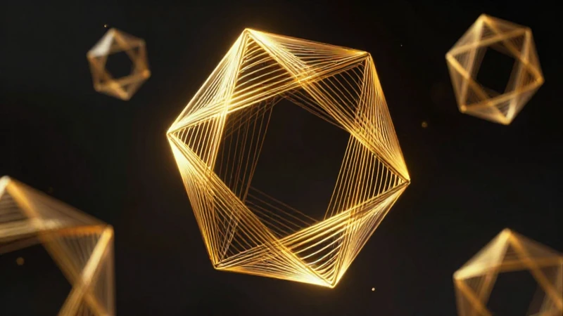 Cálculo geométrico visual con líneas doradas abstractas