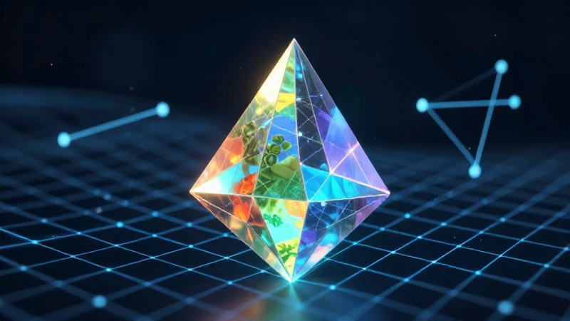 Prisma geométrico flotante en un espacio digital azul