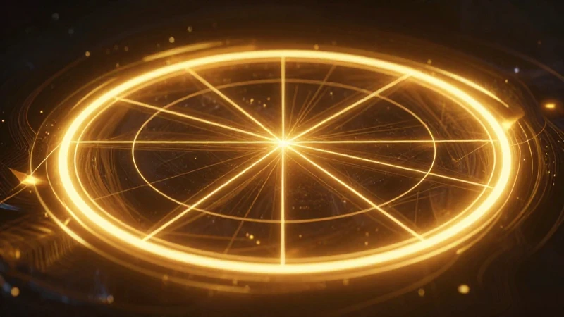 Círculo geométrico dorado con líneas matemáticas dinámicas