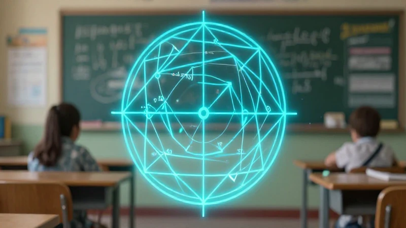 Círculo cian holográfico de fórmula matemática educativa