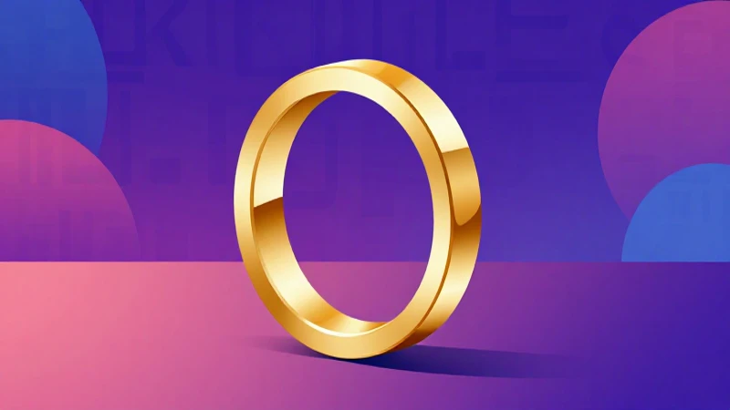 Anillo geométrico dorado de estilo vectorial vibrante