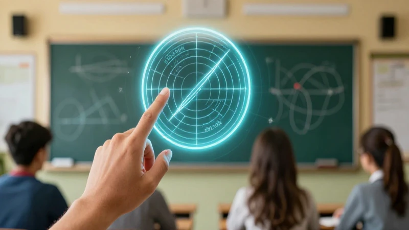 Mano señalando un círculo educativo brillante