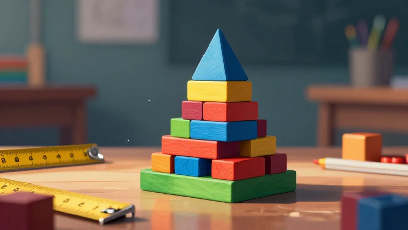 Geometría vibrante con bloques, herramientas y luz moderna
