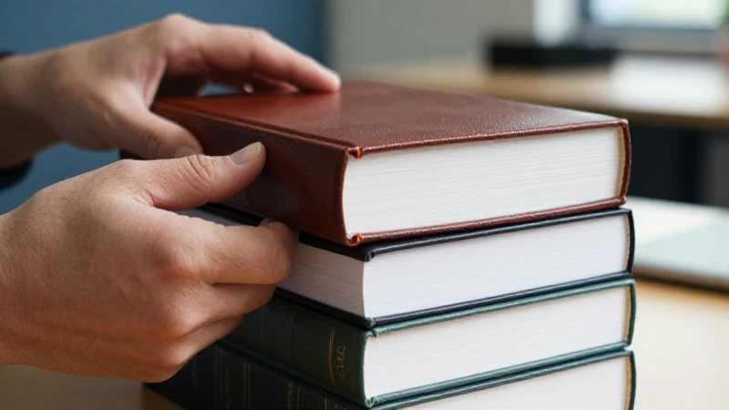 Manos sostienen libros educativos en escritorio moderno