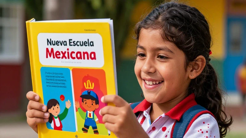 Niño feliz con libro educativo vibrante de la NEM