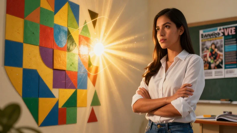 Maestra mexicana resolviendo desafío geométrico