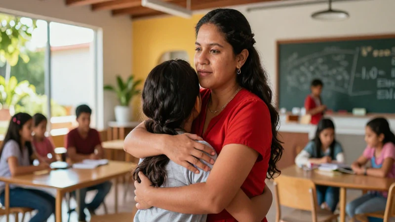 Familia mexicana abrazándose con calidez