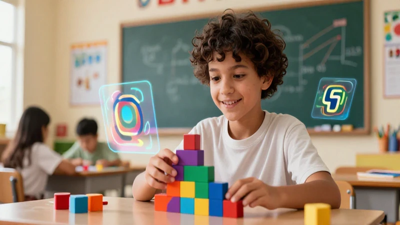 Estudiante aprende fracciones en moderno aula mexicana