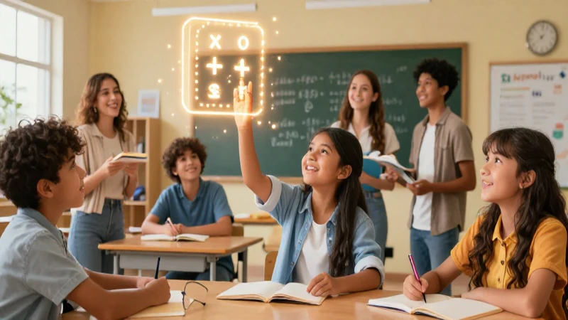 Estudiante mexicano resuelve matemáticas en clase moderna