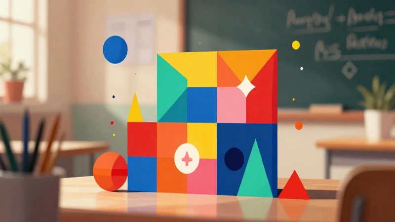 Ilustración educativa vibrante de fracciones geométricas